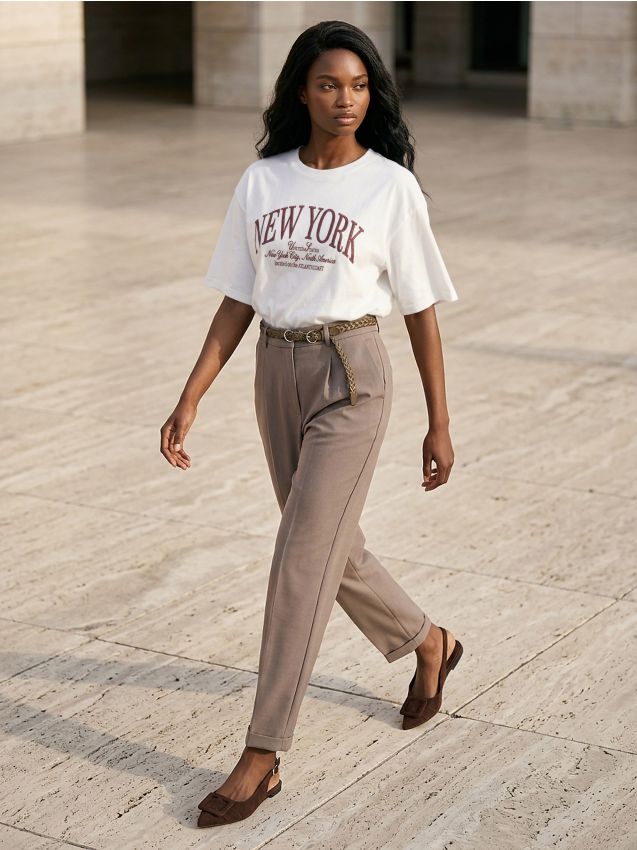 Sinsay - Tricou din bumbac cu inscripție New York - alb