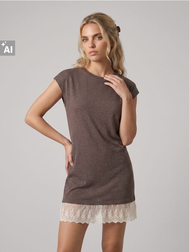 Sinsay - Rochie mini tricotată cu adaos de vâscoză - maro