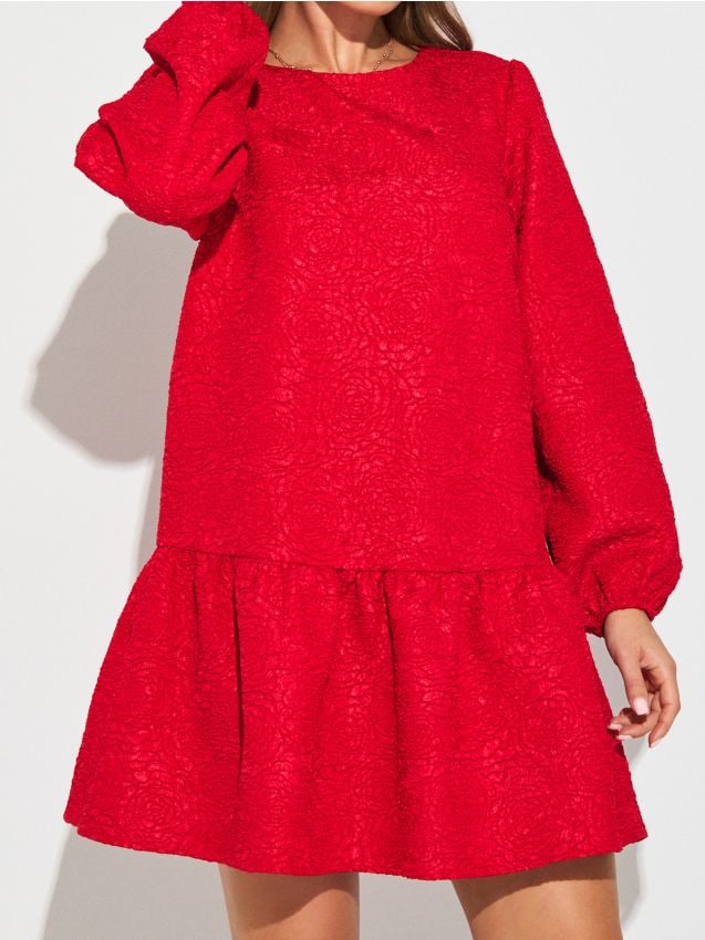 Sinsay - Minišaty babydoll - červená