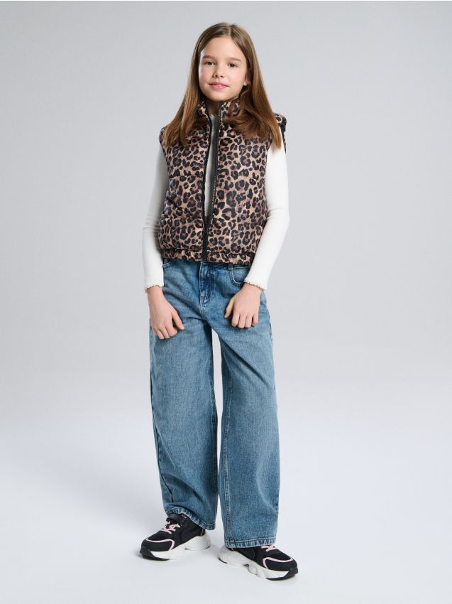 Sinsay - Dwustronna pikowana kamizelka w cętki - czarny