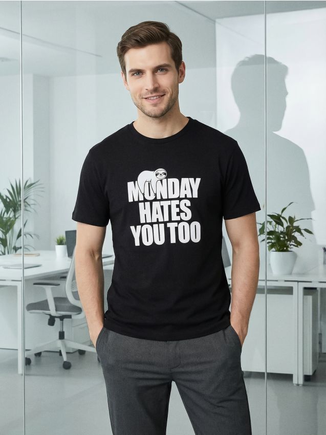 Sinsay - Tricou din bumbac cu imprimeu - negru