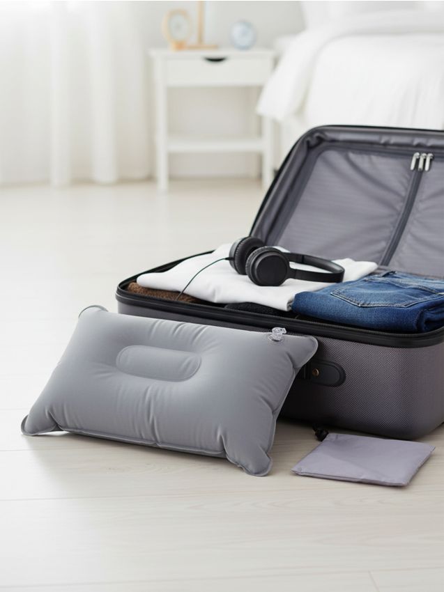 Sinsay - Pernă de călătorie gonflabilă cu husă - gri-închis