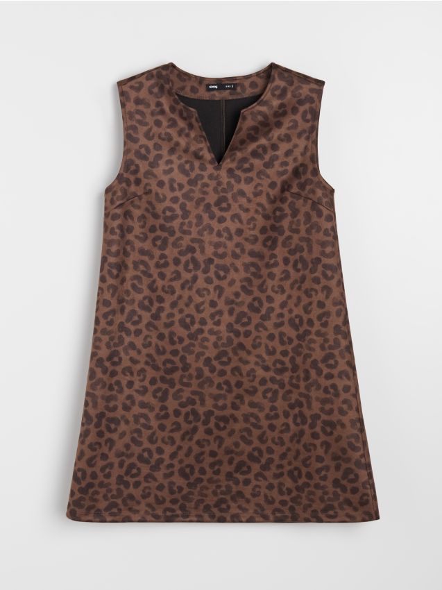 Sinsay - Rochie mini din imitație de piele întoarsă cu imprimeu leopard - multicolor