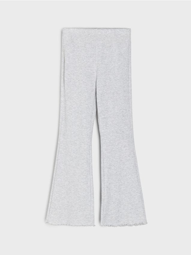 Sinsay - Legginsy flare z ozdobnymi dżetami - szary