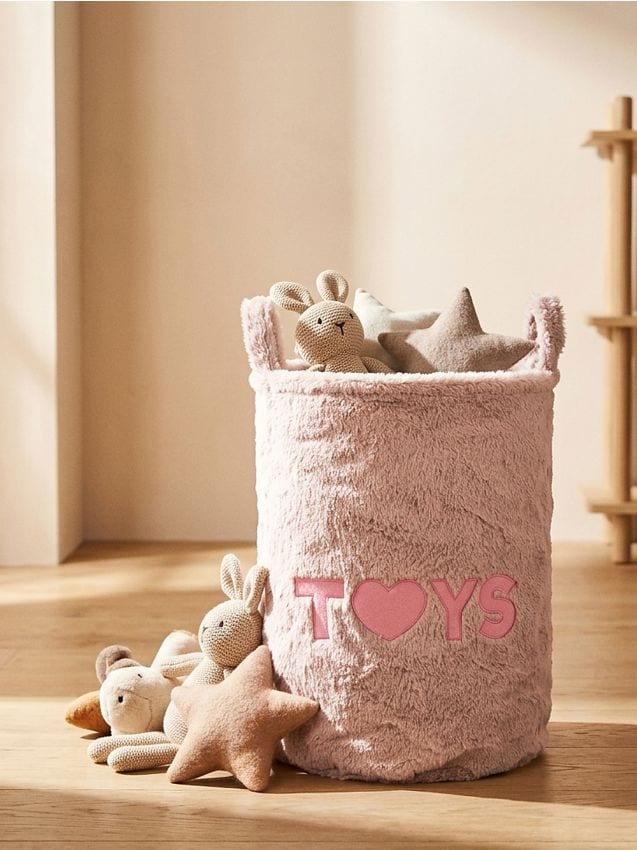 Sinsay - Coș de depozitare cu inscripție TOYS - roz-pastel