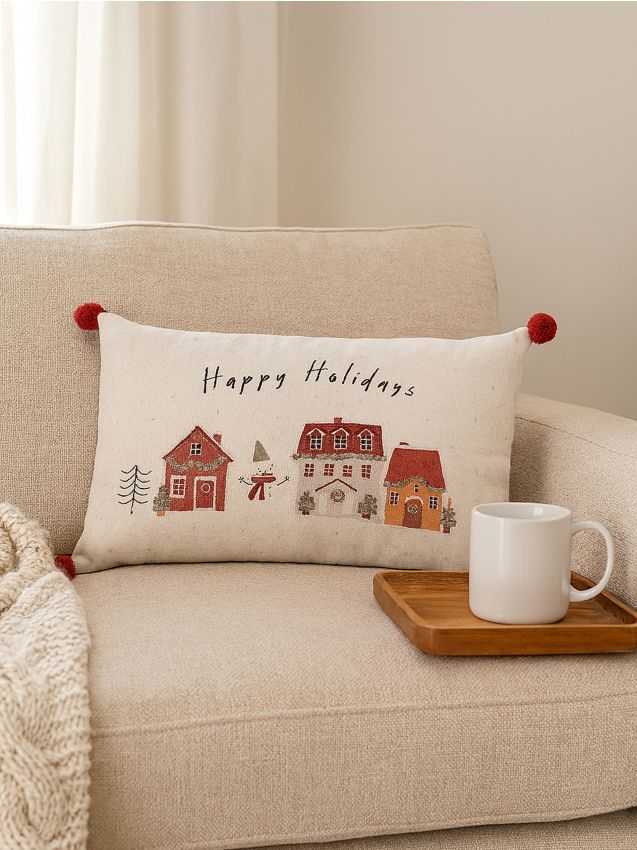Sinsay - Vianočný vankúš s nápisom „Happy Holidays“ - viacfarebná