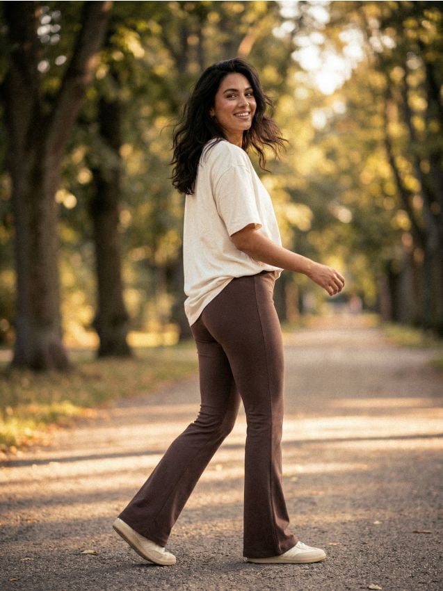 Sinsay - Colanți evazați - maro