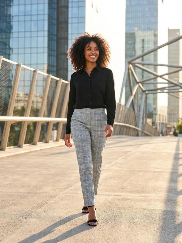 Pantaloni a sigaretta a quadri - multicolor