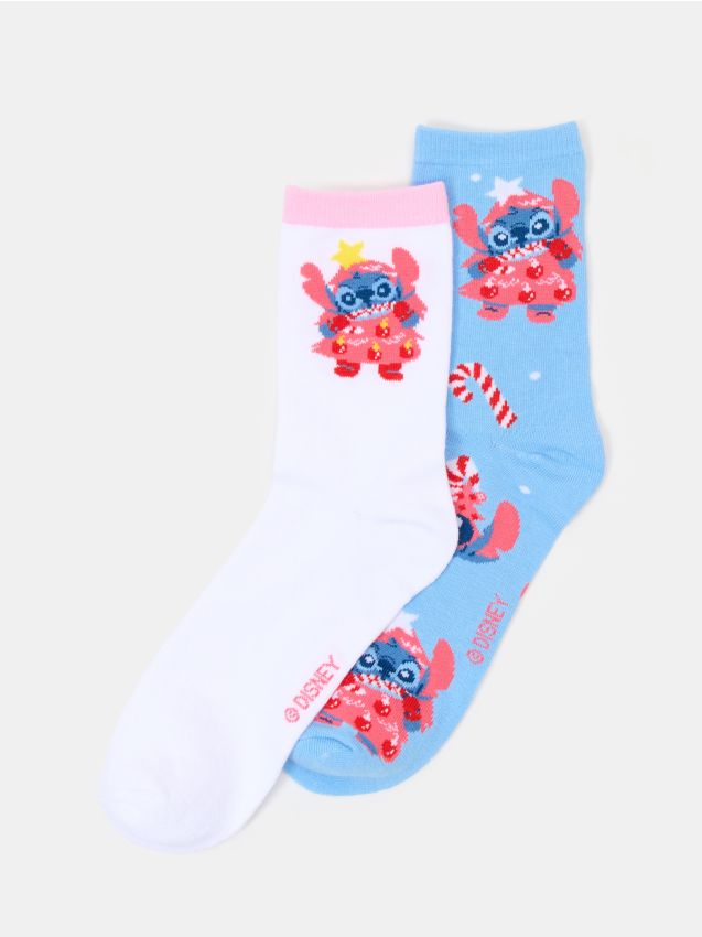 Sinsay - Șosete lungi cu motiv de Crăciun 2 perechi Stitch - multicolor