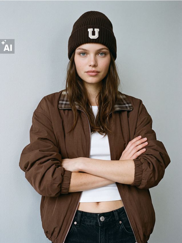 Sinsay - Rebrasta beanie kapa s našivkom