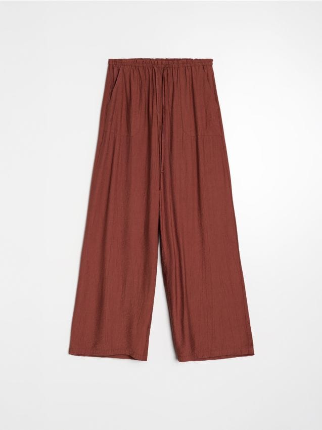 Sinsay - Pantaloni wide leg cu viscoză - chihlimbariu