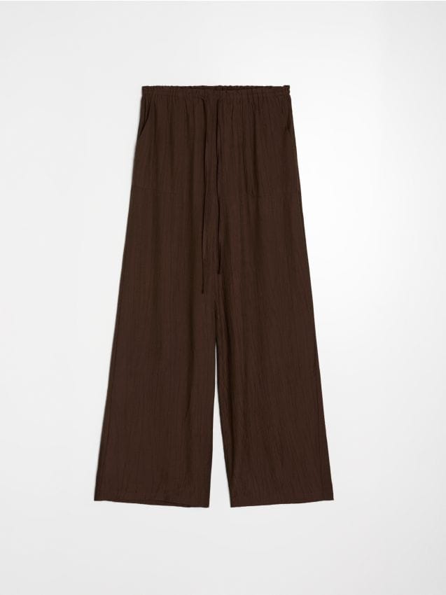 Sinsay - Pantaloni wide leg cu viscoză - maro
