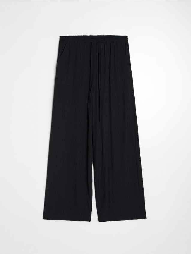 Sinsay - Pantaloni wide leg cu viscoză - negru