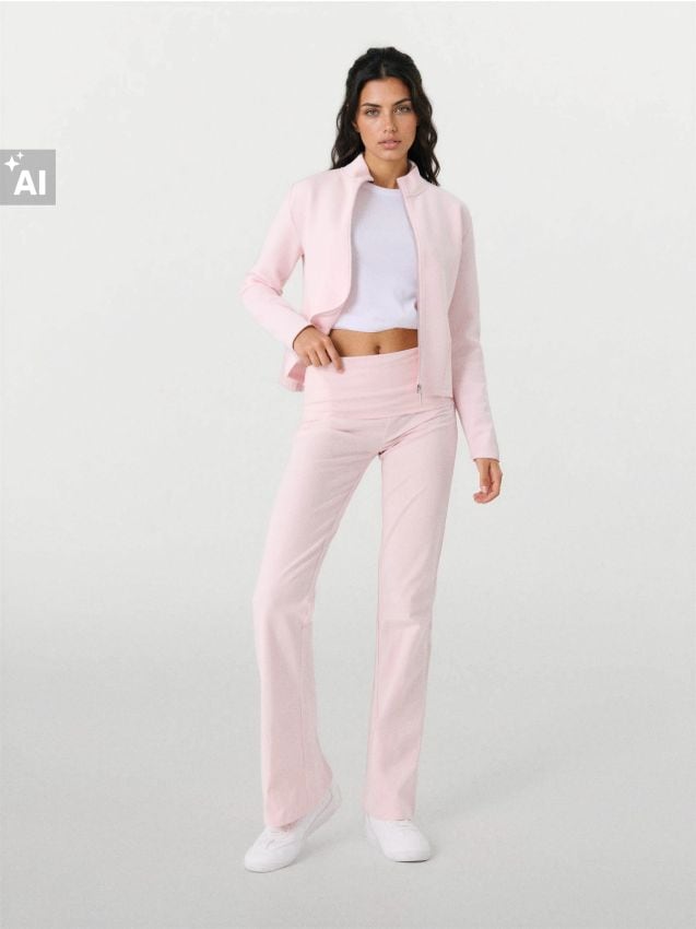 Sinsay - Pantaloni flare - roz-pastel