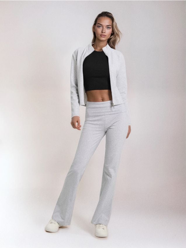 Sinsay - Pantaloni flare - gri deschis