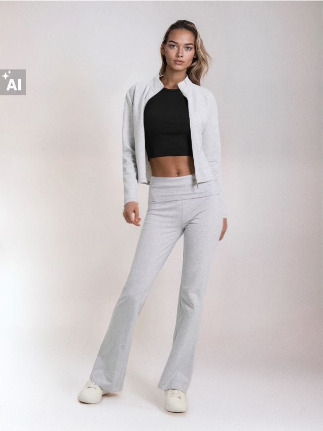 Sinsay - Pantaloni flare - gri deschis