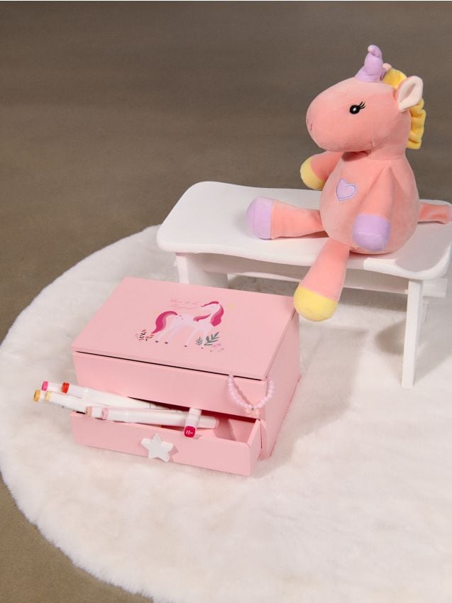 Sinsay - Cutie de depozitare cu sertare și motiv unicorn - roz-pastel