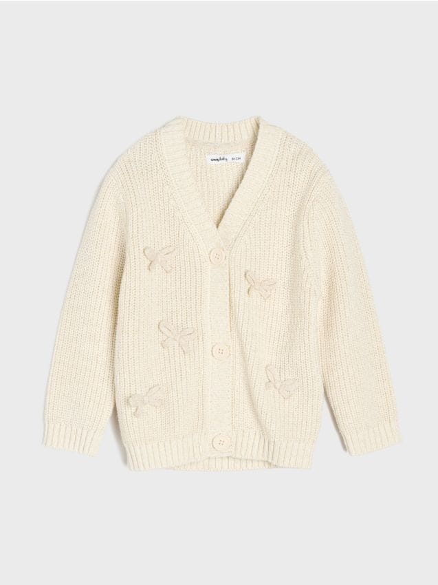Sinsay - Cardigan din bumbac cu motiv cu funde - crem