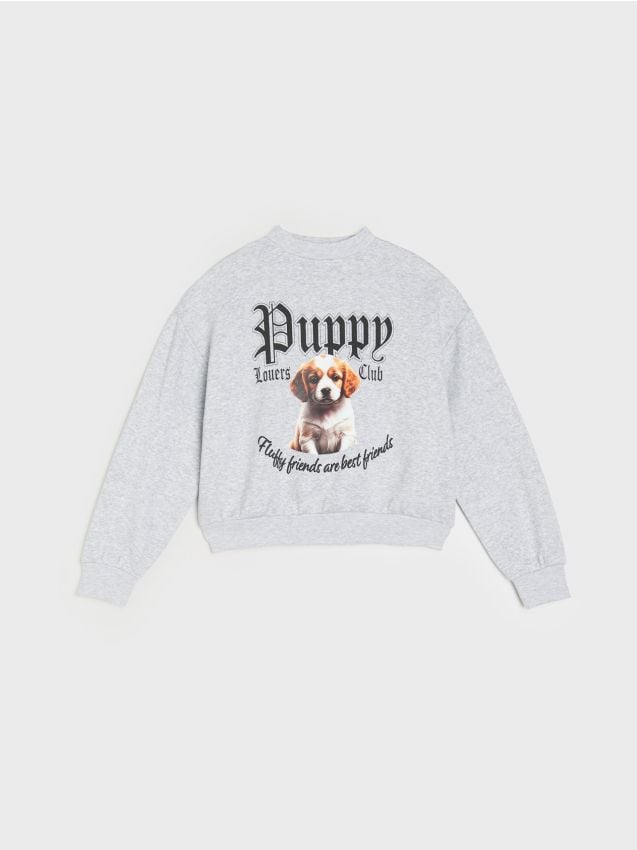 Sinsay - Hanorac cu guler rotund - gri deschis