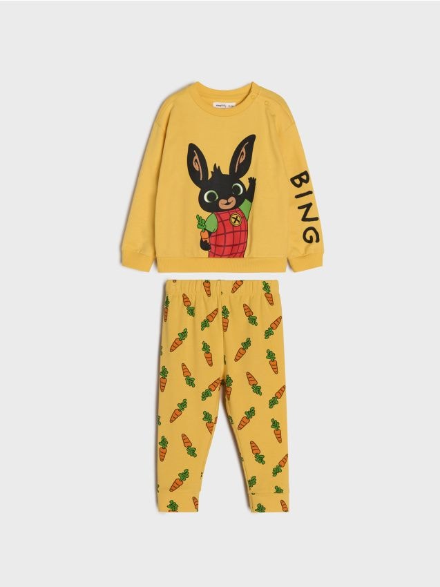 Sinsay - Bawełniany komplet: bluza i spodnie Bing - beżowy