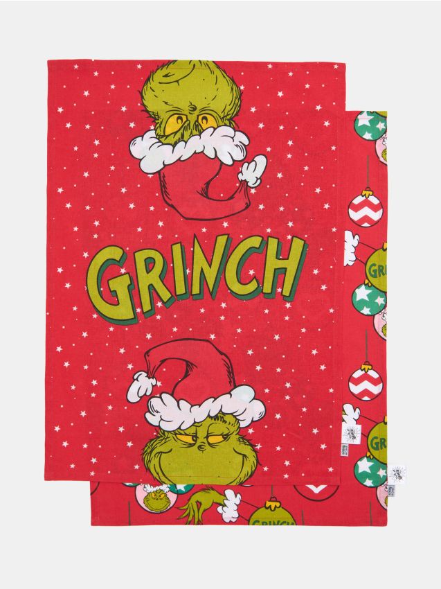 Sinsay - Súprava 2 kuchynských utierok Grinch - červená