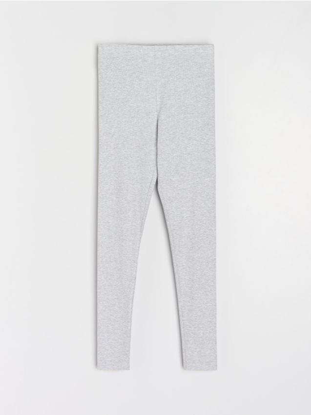 Sinsay - Prążkowane legginsy z gumką w pasie - szary