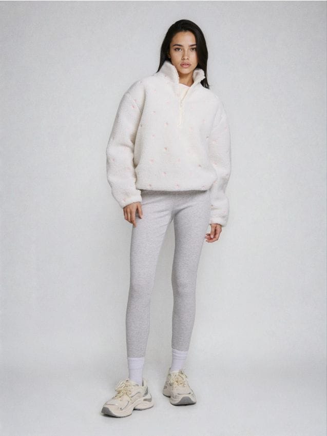 Sinsay - Prążkowane legginsy z gumką w pasie - szary