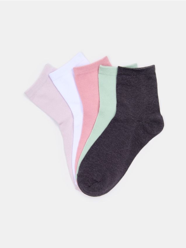 Sinsay - Gładkie skarpetki 5 pack - fioletowy