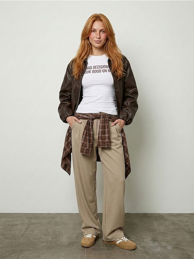 Sinsay - Pantaloni barrel leg cu viscoză - bej