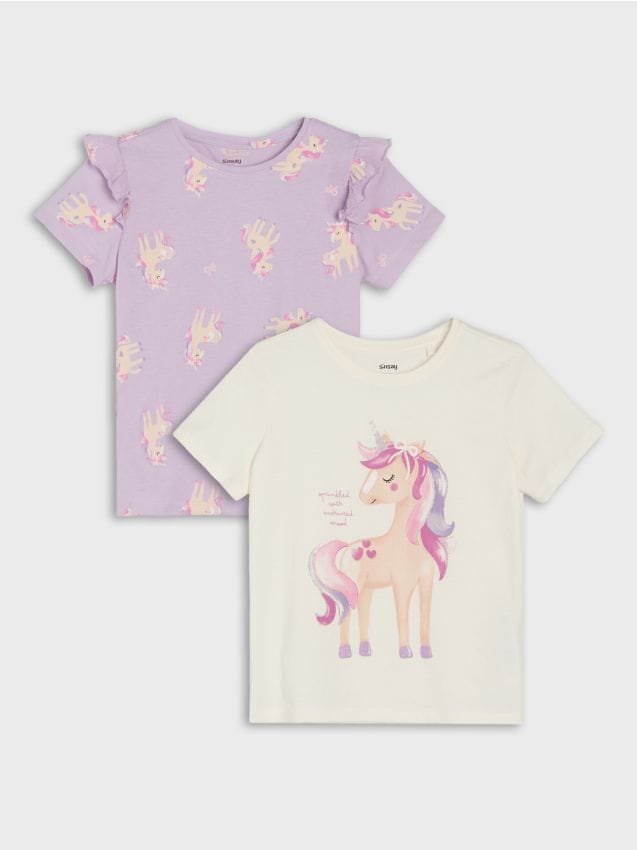 Sinsay - Tricouri din bumbac cu motiv unicorn set 2 buc. - multicolor