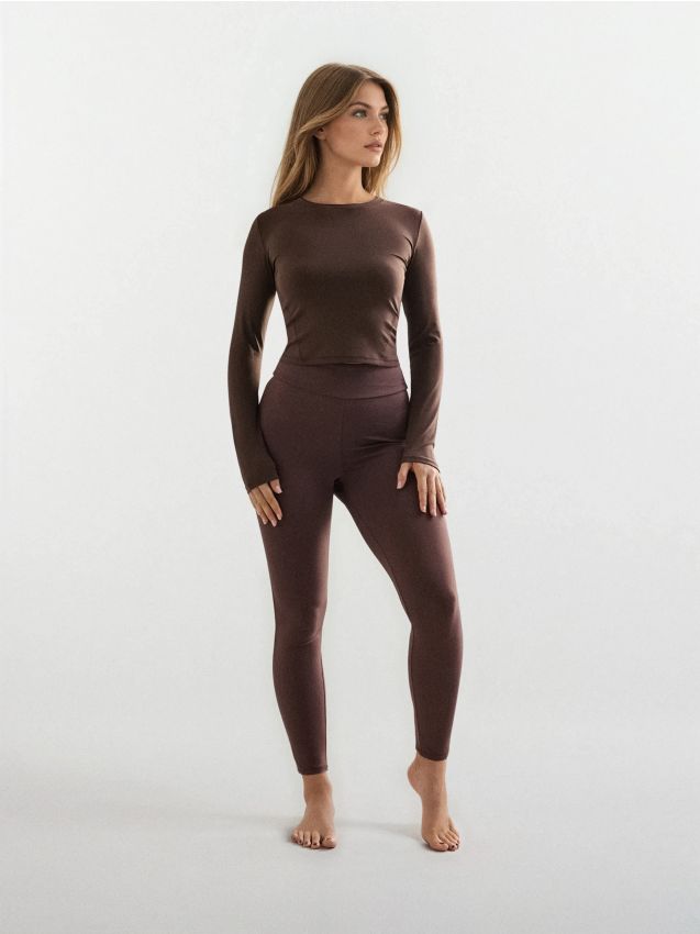 Sinsay - Športové legíny Gym Hard - tmavohnedá