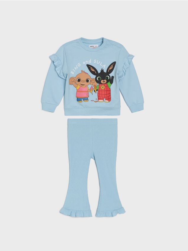 Sinsay - Bawełniany komplet: bluza i spodnie Bing - niebieski
