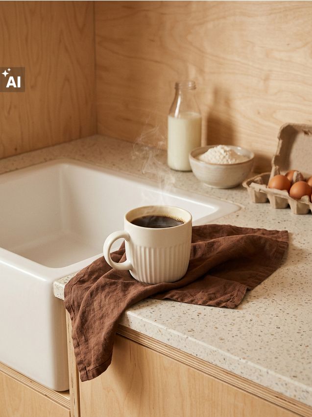 Sinsay - Cană ceramică cu model striat - alb