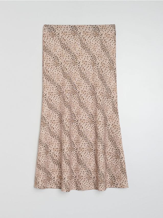 Gonna midi con stampa leopardata - beige