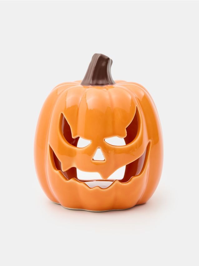 Sinsay - Felinar ceramic de Halloween pentru lumânare tealight, în formă de dovleac - portocaliu