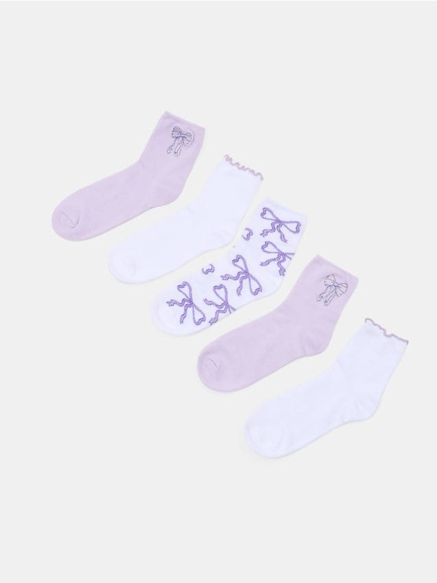 Sinsay - Skarpety z motywem kokardki 5 pack - fioletowy