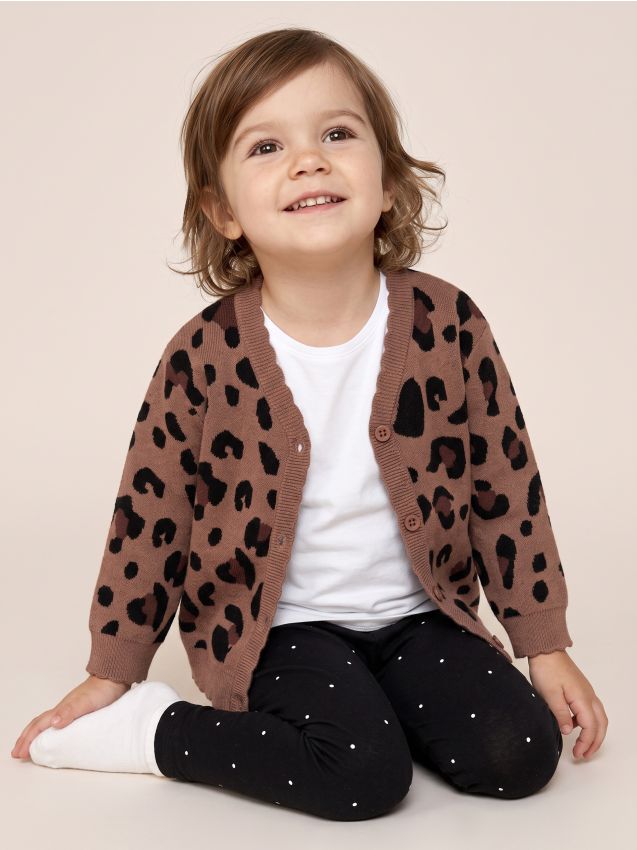 Sinsay - Cardigan cu vâscoză cu imprimeu leopard - bej