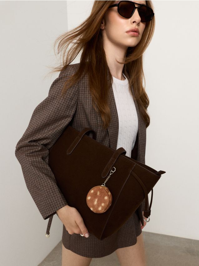 Sinsay - Blazer slim în carouri, cu curea - multicolor
