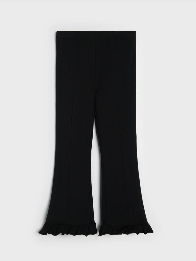 Sinsay - Legginsy flare z ozdobnymi falbankami - czarny
