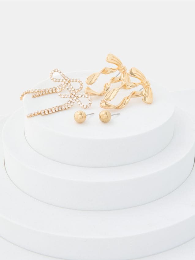 Sinsay - Súprava 3 párov náušníc - zlatá