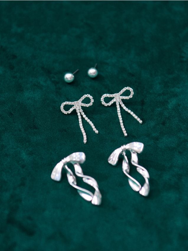 Sinsay - Súprava 3 párov náušníc - strieborná