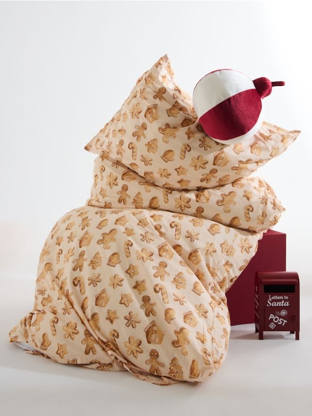 Sinsay - Sada posteľnej bielizne so vianočným vzorom - pšenicová