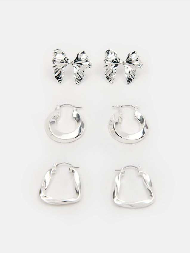 Sinsay - Set de 3 perechi de cercei - argintiu