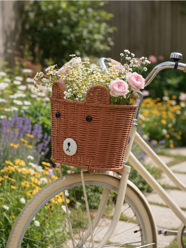 Sinsay - Coș de bicicletă împletit cu motiv ursuleț - brun-auriu