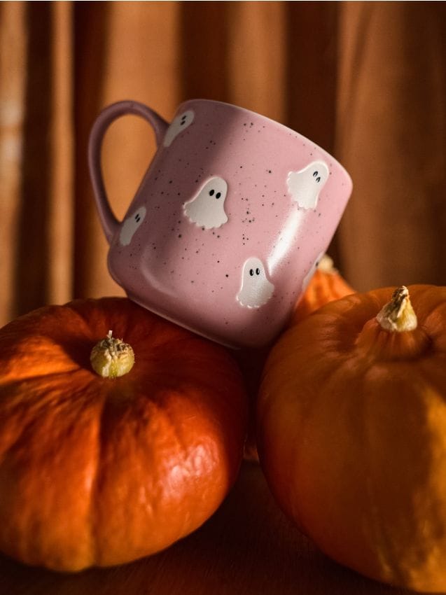 Sinsay - Cană ceramică cu motiv de Halloween - roz-pastel