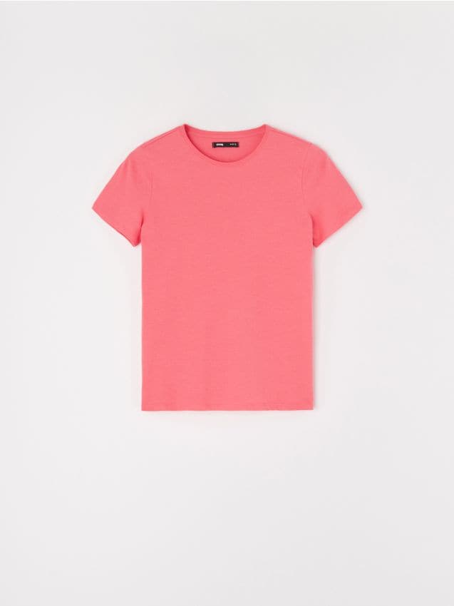 Sinsay - Bawełniana koszulka - koralowy