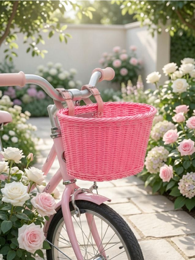 Sinsay - Coș de bicicletă împletit cu curele de prindere - roz-fuchsia