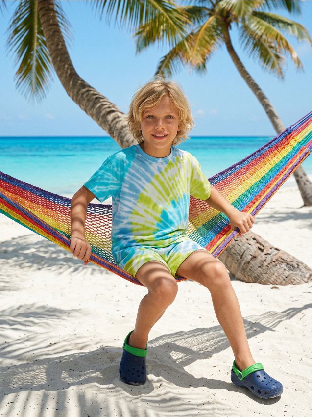 Sinsay - Set: tricou și pantaloni scurți din material french terry - multicolor