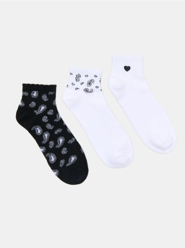 Sinsay - Șosete Din Bumbac cu Dungi 3 Bucăți - multicolor