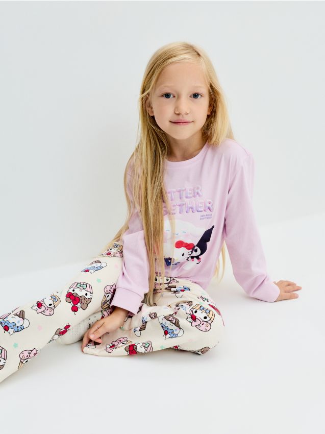 Sinsay - Colanți din bumbac flare 2 pack Hello Kitty - multicolor